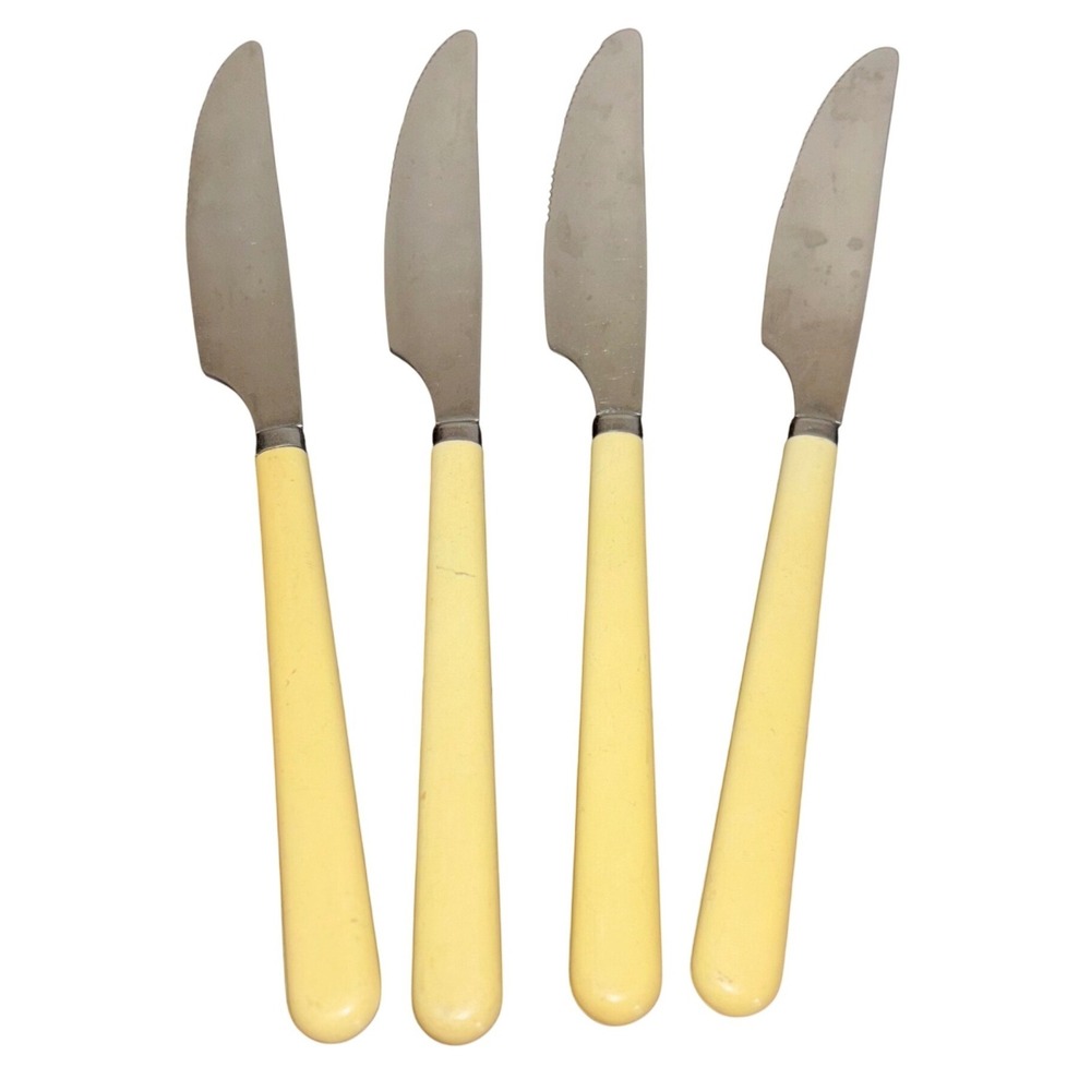 Set of Four | Vintage Imperial | Cream‎ Handle | Stainless Steel Table Knives